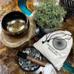 Hand Beaten & Engraved Singing Bowl Gift Set - 14cm - Round Medallions - Image 2