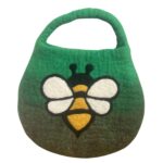 Water Felted Bee Bag - One Handle with Magnet - Garden Greens - Image 2