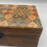 Large Ceramic Glazed Wood Box - 20x15x7.5cm - Trad-Pattern - Image 2