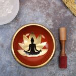 Lrg Buddha Singing Bowl Set- Black/Orange 14cm - Image 3