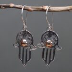 Silver & Gold Earring - Hamsa - Image 2