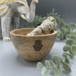 Wooden Smudge and Ritual Offerings Bowl - Hamsa - 12x7cm - Image 2