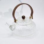 Glass Infuser Teapot - Clear Ribbed Pearl - 850ml - Image 2