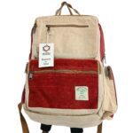 Large Boxy Hemp Backpack - Wine & Cream - Image 3