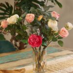 Natural Floral Glass - Tall Vase Candle Holder - Rose - (19x11cm) - Image 3