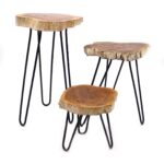 Set of 3 Gamell Wood Plant Stands - Whitewash - Image 8