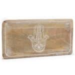 Long Tray 30x15x2.5cm - Hamsa Design Whitewash