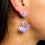 Lavender - Vintage Glass - Long Drop - Earrings - Image 2