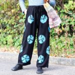 Japanese Style Lounge Pants - Black & Blue - L - Image 9
