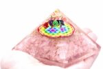Orgonite Pyramid -  Rose Quartz Rainbow Flower of Life - 70 mm - Image 2