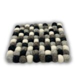 Felt Ball Square Coasters - 10cm Multi Grey colour (set of 4) - Image 2