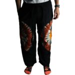 Japanese Style Lounge Pants - Black Chocolate & Orange - L - Image 8