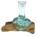 Molton Glass Small Flower Vase on Wood - Image 3