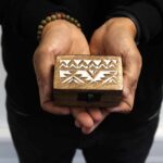 White Washed Wooden Box - Pill Box Slavic Design - Image 3