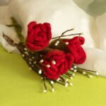 6x Felt Flowers - Red Roses - Image 3