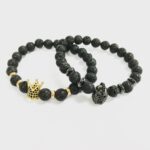 Gold Crown / Lava Stone - Gemstone Bracelet - Image 3
