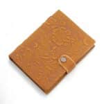 Leather Embossed Notebook – Tan Floral Pattern –  17.8×12.7 cm - Image 2