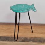 Albasia Wood Fish Stand - Turquoise - Image 4