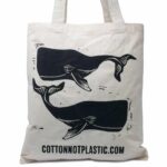 Lrg Natural 6oz Cotton Bag 38x42cm - WHALES - Image 2