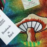 Hemp Embroidery Mushroom Party Bag - Orange Mushrooms - Image 2
