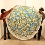 Large Mandala Roundy Art (180cm) - Yellow & Blue - Image 2