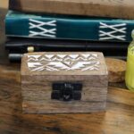 White Washed Wooden Box - Pill Box Slavic Design - Image 5