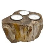 Petrified Wood Candle Holder - Triple - Image 2