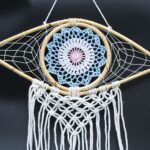 Protection Dream Cather - Med Macrame Eye Blue/ Whie/Pink - Image 2