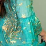 (LXL) Nomad Sari On the Med Collection - Dress - Turquoise & Gold Coral Design - Image 4