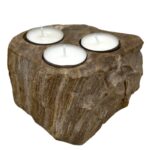 Petrified Wood Candle Holder - Triple - Image 4