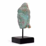 Large Serenity Buddha Head on Stand  - Green Copper - Image 2