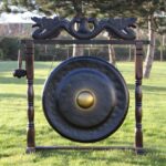 Large Gong in Brown Antique Stand - 80cm - Black - Image 3
