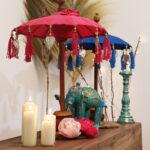 Bali Home Decor Parasol - Cotton - Pink- 40cm - Image 6