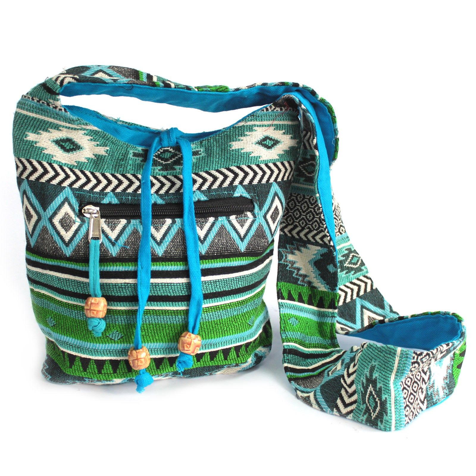 bG9jYWw6Ly9tZWRpYS8xSy82RC82MFIzMEMxRzZHVjM2RDFLLzZmYjMzMmIwLmpwZWc Jacquard Bag - Teal Sling Bag - Image 1