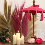 Bali Home Decor Parasol - Cotton - Pink- 40cm - Image 5