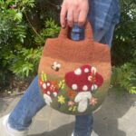 Mushroom Garden Felted Bag - 35x27cm - Image 4