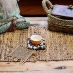 Felt Ball Square Coasters - 10cm Multi Grey colour (set of 4) - Image 3