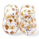 Natural Floral Glass - Straight Candle Holder - Rosa - (8x8cm) - Image 3
