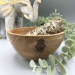 Wooden Smudge and Ritual Offerings Bowl - Hamsa - 14x7cm - Image 2