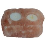 Natural Salt Candle Holder - 2 holes - Image 2