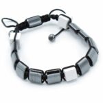 Magnetic Hematite Shamballa Bracelet -  White Jasper Cuboids - Image 2