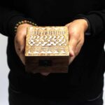 White Washed Wooden Box - 4x4 Aztec Design - Image 2