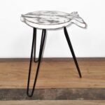 Albasia Wood Fish Stand - Whitewash - Image 3