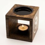 Square Mango Wood Oil Burner  - Yin Yang - Image 4