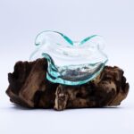Molten Glass Wavy Bowl on Wood 18cm - Image 3