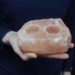 Natural Salt Candle Holder - 2 holes - Image 4