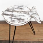 Albasia Wood Fish Stand - Whitewash - Image 2