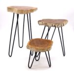Set of 3 Gamell Wood Plant Stands - Whitewash - Image 2