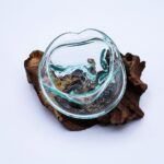 Molten Glass Wavy Bowl on Wood 18cm - Image 5