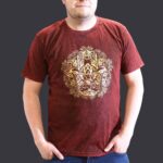 XLarge Stone Washed Teashirt - Hamsa - Maroon - Image 2